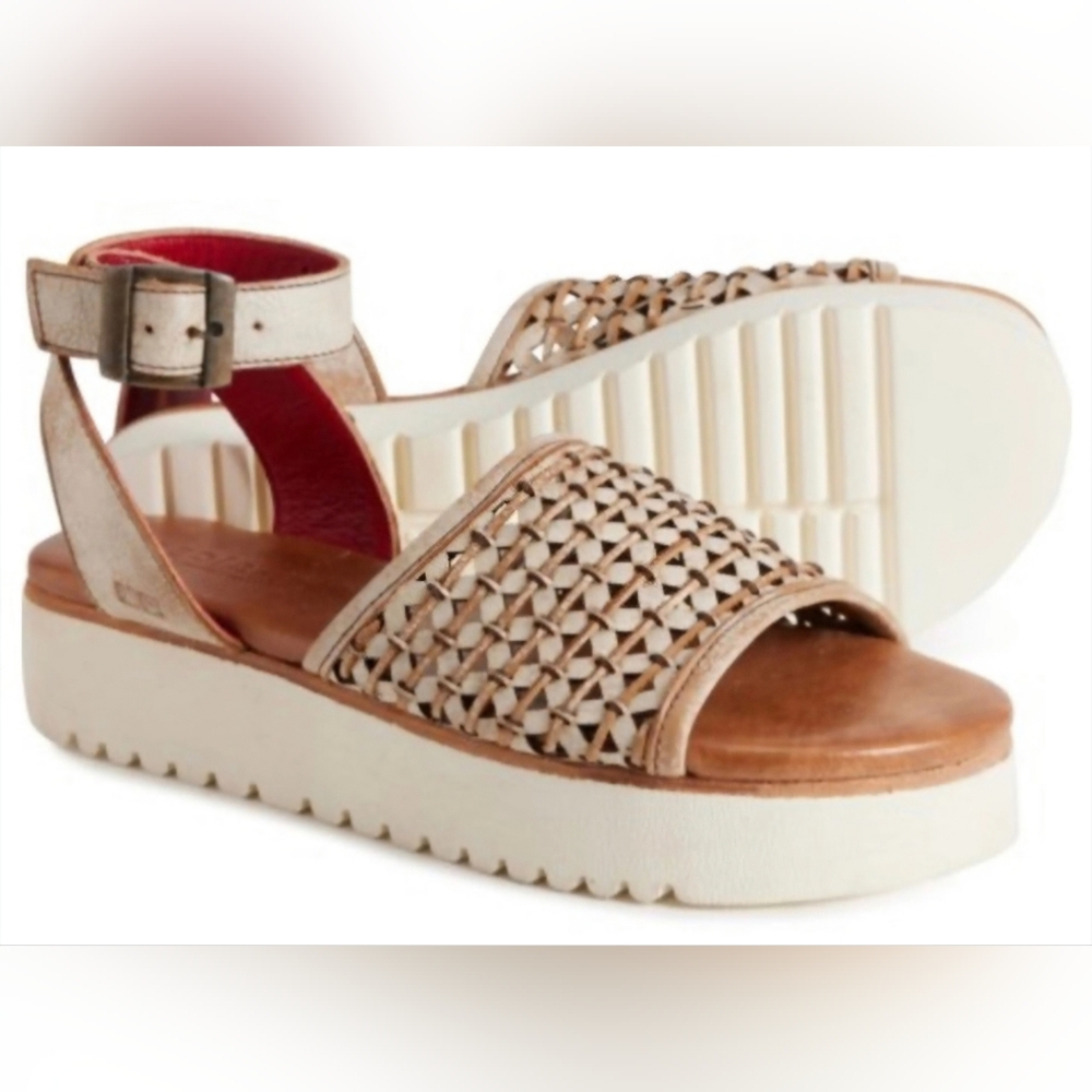 Bed Stu Brisa Women's Beige Woven Sandals Platform Size 8